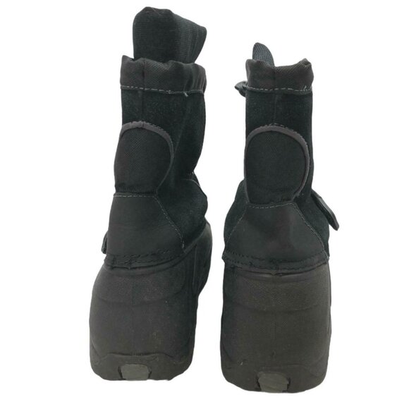 Totes Snow Winter Boots Rain Boys 3 M Jacob Black Suede Slip On Hook Loop - Picture 4 of 10